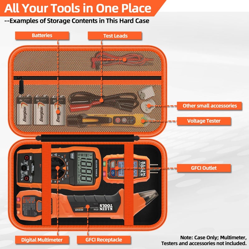 HESPLUS Storage Case Only for Klein Tools Electrical Testers -Hard Protective Carrying Bag Compatible with 80101 Circuit Breaker Finder Kit & ET310/ 69149P Digital Multimeter, XL Size (Does NOT Include Tools) - Image 3